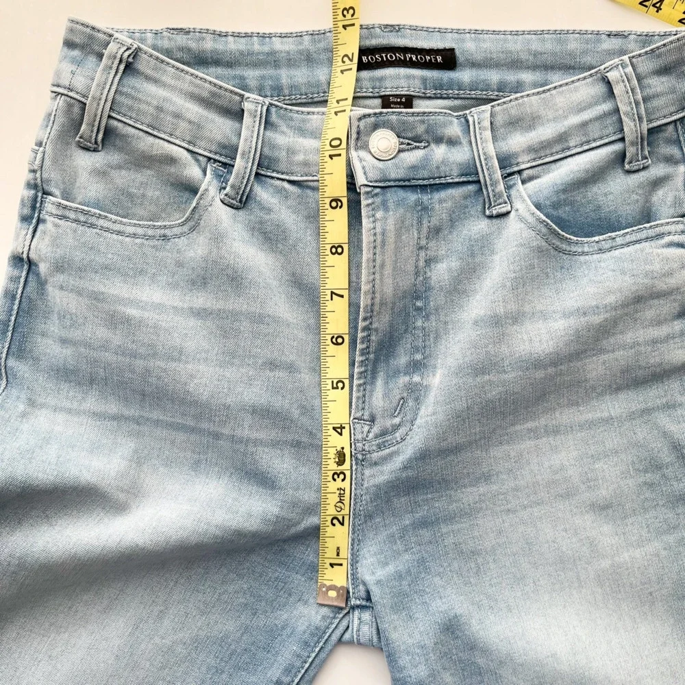 Boston Proper Cropped Denim‎ Jeans High Rise Wide Leg Light Wash Womens 4